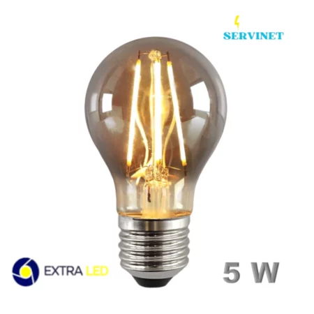 💡🖤 Ampoule LED Filament Edison Fumé A60 - 5W - E27 - 2700K - Extra Led- EL-AF5Y-f 💡🖤