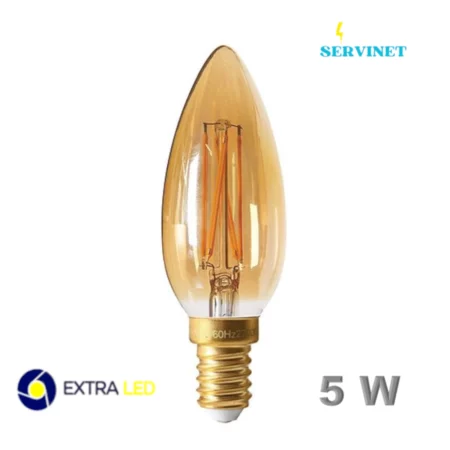 💡🖤 Ampoule LED Filament Edison Fumé C35 - 5W - E14 - 2700K - Extra Led- EL-CF5Y-f 💡🖤
