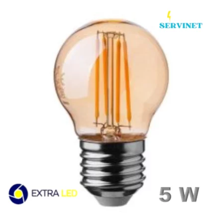 💡🖤 Ampoule LED Filament Edison Fumé G45 - 5W - E27 - 2700K - Extra Led- EL-GF5Y-f 💡🖤