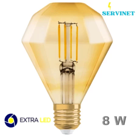 💡🖤 Ampoule LED Filament Edison Fumé G95 Diamond - 8W - E27 - 2700K - Extra Led- EL-GFD8Y-f 💡🖤